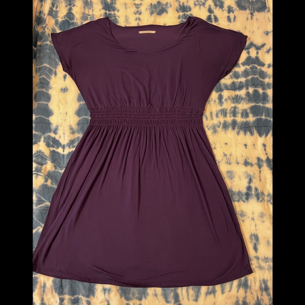 Dolman sleeve cinched waist jersey t-shirt dress